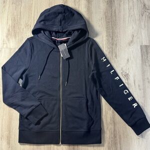 Tommy Hilfiger Dark Blue Hoodie with Logo Sleeve